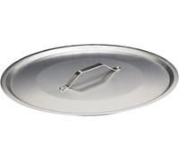 Pentole Agnelli Fama2940 Flat Lid With Handle, Rim And Bridge, Heavy Type In Bltf Aluminum, Polished Silver, 40 Cm