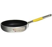 Pentole Agnelli Ligne Cookware System Poêle évasée Haute à Sauter avec Manche Tubulaire INOX Radiant Cool, Jaune volaille 20 cm Argento/Giallo