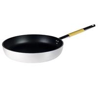 Pentole Agnelli Ligne Cookware System Poêle évasée Haute à Sauter avec Manche Tubulaire INOX Radiant Cool, Jaune volaille 32 cm Argento/Giallo