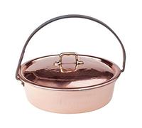 Pentole Agnelli Ligne cuivre martelé étamé à Main cocu106rm32 Casserole avec Couvercle, 32 cm