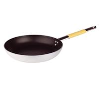 Pentole Agnelli Linea Cookware System Poêle évasée Basse avec Manche Tubulaire en Acier Inoxydable Cool, diamètre 20 cm, Poulet, Argent/Jaune