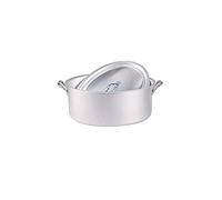 Pentole Agnelli Linea Family Cooking Aluminium Casserole Ovale avec Deux poignées et Couvercle, Argent, 34 cm