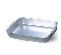 Pentole Agnelli - Plat à rôti rectangulaire à Angles Droits avec 2 poignées coudées, Aluminium, argenté 40x28x8 cm Argent