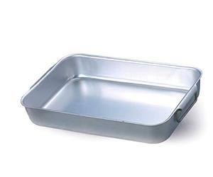 Pentole Agnelli - Plat à rôti rectangulaire à Angles Droits avec 2 poignées coudées, Aluminium, argenté 36x26x8 cm Argent