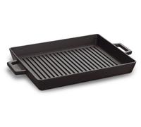 Pentole Agnelli Poêle à Griller avec 2 poignées en Fonte Noir Mat 26x32 cm Noir Opaque
