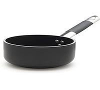 Pentole Agnelli Poêle Alblack à Hauts rebords en Aluminium, épaisseur 5 mm, Fond Induction de 10 mm, Manche Tubulaire en Acier Inoxydable, Noir 20 cm Noir