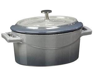 Pentole Agnelli Slowcook Casserole Ovale avec 2 poignées, en Fonte 0.4 litri Gris