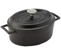 Pentole Agnelli Slowcook Casserole Ovale avec 2 poignées, en Fonte 3,3 l Noir Opaque