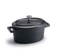 Pentole Agnelli Slowcook Casserole Ovale avec 2 poignées, en Fonte 4.8 litri Noir Opaque