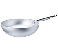 Pentole Agnelli Wok Radiant à Fond Plat en Aluminium, avec poignée en Acier Inoxydable - Argenté 28 cm Argent