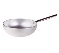 Pentole Agnelli Wok rayonnant, avec Fonds évasée, en Aluminium, avec Manche Tubulaire en Acier Inoxydable, Argent 32 cm Argent