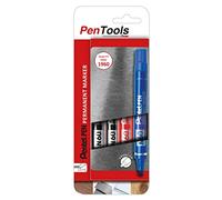 PenTools by Pentel Marqueurs permanents N60 – Lot de 4 pointe biseautée 1,5–7 mm, couleurs assorties