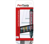Pentel PenTools Lot de 4 marqueurs à craie liquide effaçables à l'eau - Pointe biseautée réversible 2-4 mm - Résistant aux intempéries sur verre - Couleurs blanc, bleu, jaune et rouge Rouge G