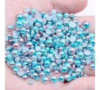 PENVEAT 100-1000pcs / lot 3/4/5/6 mm Couleur Arc-en-Ciel Demi-Rond ABS Imitation Perles nacrées Dos Plat Scrapbook Perle pour Bricolage Nail Making, 02 Bleu Arc-en-Ciel, 3-6mm 100pcs Roue