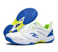PENXZT Chaussure Badminton Homme Femme Mode Légères Non Slip Intérieur et Extérieur Chaussures de Volleyball Squash,White Blue,38 EU