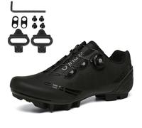PENXZT Chaussure Montagne VTT Homme, Chaussures De Cyclisme Légères Antidérapantes Compatibles avec Taquets SPD À 2 Boulons Chaussures De Verrouillage 2 Trous,Noir,39 EU
