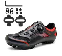 PENXZT Chaussures De Cyclisme Chaussure VTT Homme Respirantes Semelle Dure Chaussures de Vélo compatibles avec des taquets SPD à 2 boulons,Noir,43 EU