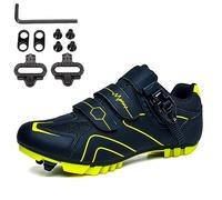 PENXZT Chaussures de Cyclisme pour VTT pour Hommes Chaussures de vélo de Montagne compatibles avec des Crampons SPD à 2 Boules Chaussures de vélo de Conduite extérieure intérieure,D,45 EU