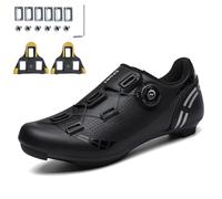 PENXZT Chaussures de Cyclisme Route Homme, Compatibles avec Look SPD SPD-SL Delta Cleats Pelaton Chaussures de Vélo de Sport,Noir,44 EU
