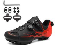 PENXZT Chaussures de Cyclisme VTT Hommes Femmes, Chaussures D'équitation sur Montagne Compatible avec des Crampons SPD et des Chaussures de Cycle Respirant à pédale de Verrouillage,Black b,46 EU