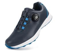 PENXZT Chaussures De Golf Imperméables sans Crampons pour Hommes avec Bouton Rotatif Conçues pour L'équilibre Et La Performance - Excellents Cadeaux De Golf pour Golfeurs,Bleu,42.5 EU