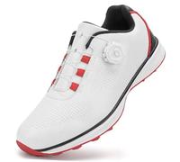 PENXZT Chaussures De Golf Imperméables sans Crampons pour Hommes avec Bouton Rotatif Conçues pour L'équilibre Et La Performance - Excellents Cadeaux De Golf pour Golfeurs,White a,49 EU