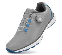 PENXZT Chaussures De Golf Imperméables sans Crampons pour Hommes avec Bouton Rotatif Conçues pour L'équilibre Et La Performance - Excellents Cadeaux De Golf pour Golfeurs,Gris,42.5 EU