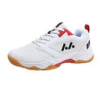 PENXZT Chaussures De Tennis De Badminton pour Hommes Baskets De Cour Intérieure Légères Tampon sans Glissement pour Faire du Jogging Au Fitness De Racketball Squash Volleyball,Blanc,44 EU