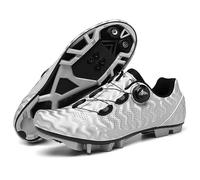 PENXZT Chaussures de vélo de Montagne pour Femmes pour Femmes Compatible avec Look Delta/SPD Cleats Chaussures de Cyclisme pour VTT en Plein air Chaussures de vélo de vélo,Argent,41 EU