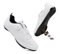 PENXZT Chaussures de VTT Homme, Montagne Chaussures de Cyclisme de vélo de Route ompatibles avec des Crampons SPD à 2 Boules Antidérapante Indoor/Outdoor,Blanc,43 EU