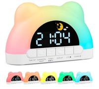 PENYUY Réveil lever de soleil pour enfants pour l'entraînement au sommeil avec 11 lumières de couleur RVB et 3 niveaux de luminosité réglables, double alarme, LED pour réveil, pour filles, garçons