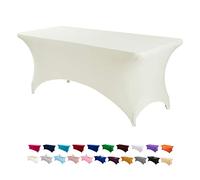 Peomeise Lot de 2 nappes de table rectangulaires extensibles en élasthanne de 1,8 m (ivoire, 1,8 m)
