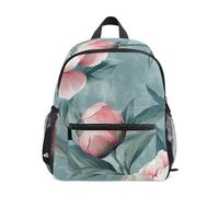 Peonies Sac à dos aquarelle florale pour enfant garçon avec étiquette nominative, sac à dos préscolaire pour filles, Pivoines aquarelles florales, 6-8 Years, Sacs à dos mignons
