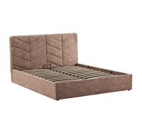 Peonis - lit coffre - 160x200 cm - en velours - sommier inclus - Taupe