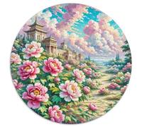 Peony 1000 Pièces Plant Flower Puzzles Ronds Puzzle Cadeaux Jeu D'Intelligence Puzzle De Qualité Supérieure