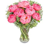 Peony Blush - Bouquet de fleurs fraîchement coupées pour anniversaires, anniversaires ou cadeaux de remerciement - Surprise florale lumineuse et joyeuse
