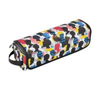 People Silhouette Art Street Organiseur 2 en 1 pour outils de cheveux avec tapis amovible résistant à la chaleur, étui de transport portable pour fers plats, lisseurs, fers à friser, essentiels de