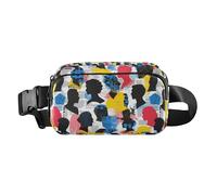 People Silhouette Art Street Sac à bandoulière tendance pour femme et homme Sac banane imperméable avec sangle réglable pour cyclisme, randonnée, gym