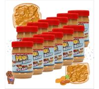 PEO's 12 x 510 g de beurre d'arachide crémeux | Beurre de cacahuète naturel à base de noyaux de cacahuètes grillées | Délicieuse compote d'arachide au goût plein et crémeux | Lot de 12