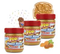 PEO's 3 x 340 g de beurre d'arachide crémeux | Beurre de cacahuète naturel à base de noyaux d'arachide grillées | Délicieuse crème d'arachide au goût plein
