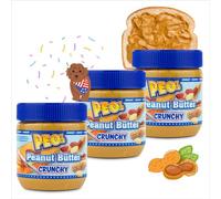 PEO's 3 x 340 g de beurre d'arachide Crunchy | Beurre de cacahuète naturel à base de noyaux d'arachide grillées | Délicieuse crème d'arachide au goût plein