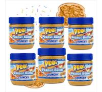 PEO's 6 x 340 g de beurre d'arachide Crunchy | Beurre de cacahuète naturel à partir de noyaux d'arachide grillées | Délicieuse pâte d'arachide au goût plein