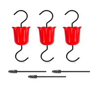 Peosaard Accessoire de mangeoire pour colibris, Garde-Fourmis pour mangeoire à colibris, Crochet de douve avec Brosse, Accessoire pour Oiseaux pour Oriole extérieur, 3 Ensembles Rouges, Crochets