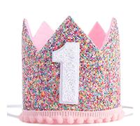 Peosaard Accessoires d'anniversaire, chapeau de fête de 1er anniversaire pour bébés filles, bandeaux diadème scintillants réglables, accessoires pour bébé, bandeaux