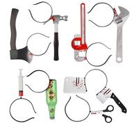 Peosaard Accessoires d'Halloween, bandeaux de cheveux d'horreur 'Halloween, bandeaux de zombies, couperet, hache, ciseaux, marteau, pour costumes effrayants, décorations fête, 8 pièces, costume