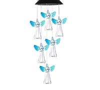 Peosaard Angel Solaire éolien Carillon, Carillon éolien Cadeaux Ange Cadeaux extérieurs pour Femmes changements de Couleur de Jardin Solaire extérieur Cadeaux de Vent commémoratif
