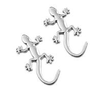 Peosaard Autocollant de Voiture en Forme de Gecko, 2pcs 3D Gecko Shape Solid Metal Chrome Badge Emblem Decal Car Sticker Auto - Silver