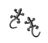 Peosaard Autocollant de Voiture en Forme de Gecko, 2pcs 3D Gecko Shape Solid Metal Chrome Badge Emblem Decal Car Sticker Auto - Black