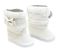 Peosaard Bottes de poupée, Chaussures de poupée 18 Pouces, 1 Paire Bottes Neige, Chaussures Miniatures d'hiver avec Doublure en Fausse Fourrure Blanche et Accessoires nœud pour Tenue Noël po