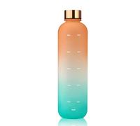 Peosaard Bouteille de Boisson 1l Bouteilles d'eau givrée à l'épreuve des fuites avec marquage de Temps pour Le Gradient d'orange-Vert d'orange, Bouteille d'eau, Bouteille d'eau